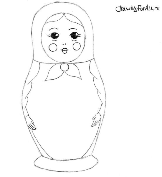Поэтапное рисование матрешки