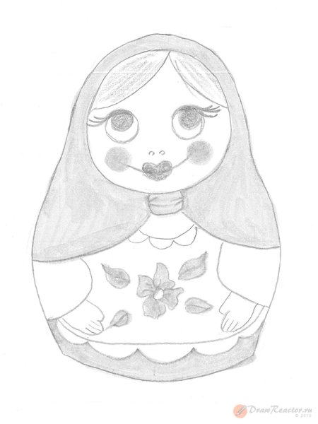 Матрёшка рисунок карандашом