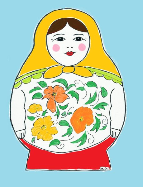 Матрёшка рисунок карандашом