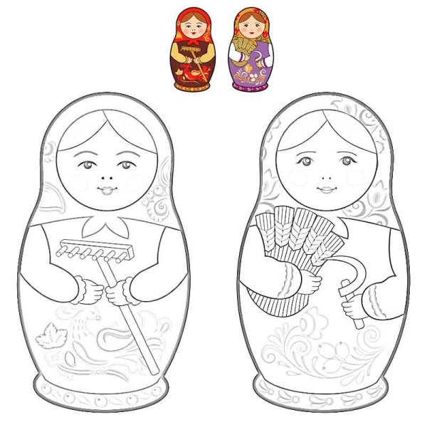 Вятская Кировская Матрешка раскраска