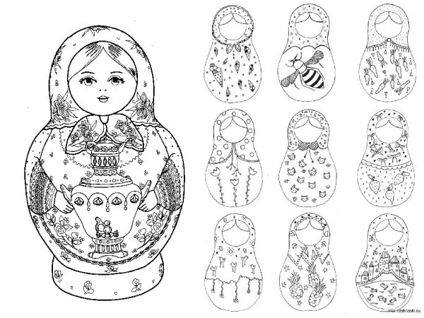 Матрешка трафарет