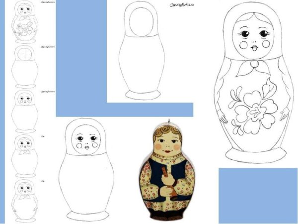 Матрешки для раскрашивания детям 5-7 штук