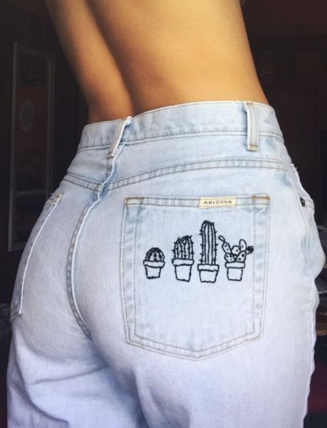 Разрисовать джинсы задние карманы
