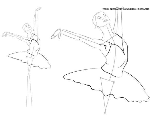 Балерина для срисовки легко