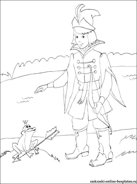 Раскраска Царевна лягушка и Иван Царевич