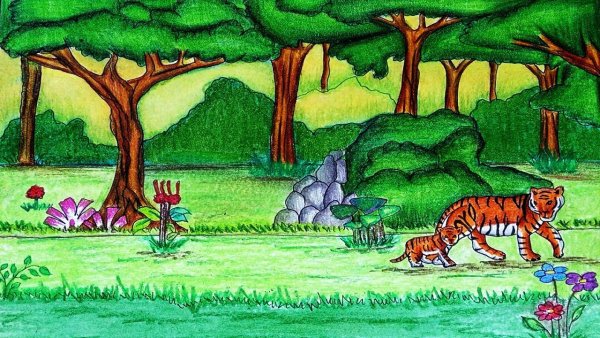 Рисованный лес