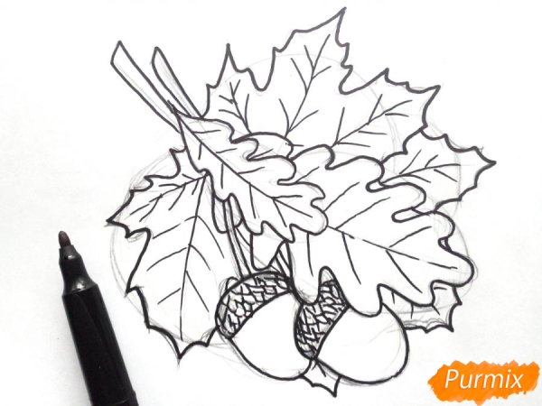 Кленовый лист маркерами