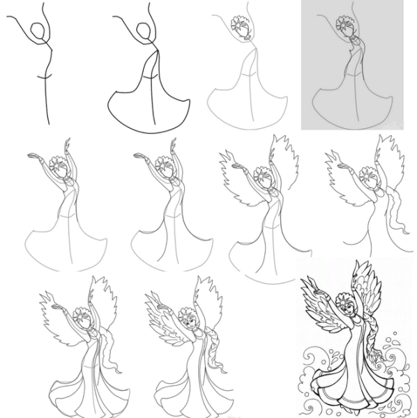 Как нарисовать царевну лебедь