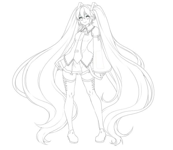 Хатсуне Мику раскраска в полный рост