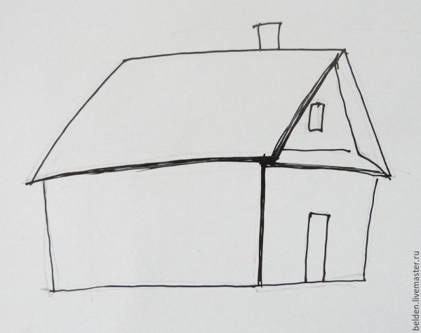 Объемный дом карандашом
