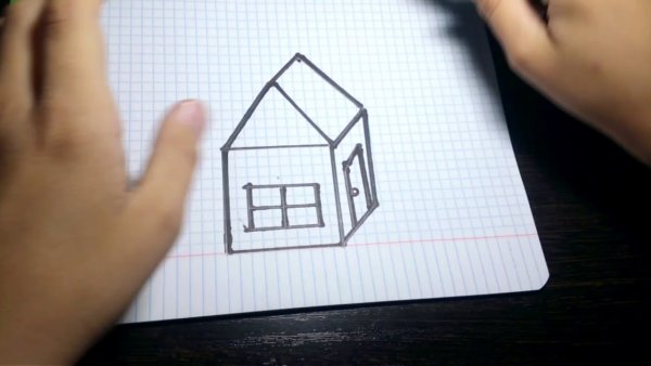 3д дом рисунок