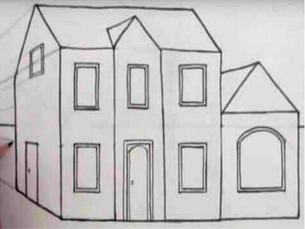 Объемный дом рисунок