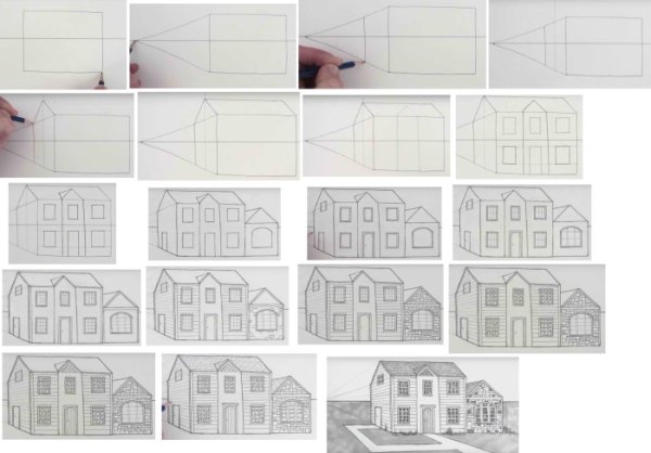 Объемный дом по клеточкам