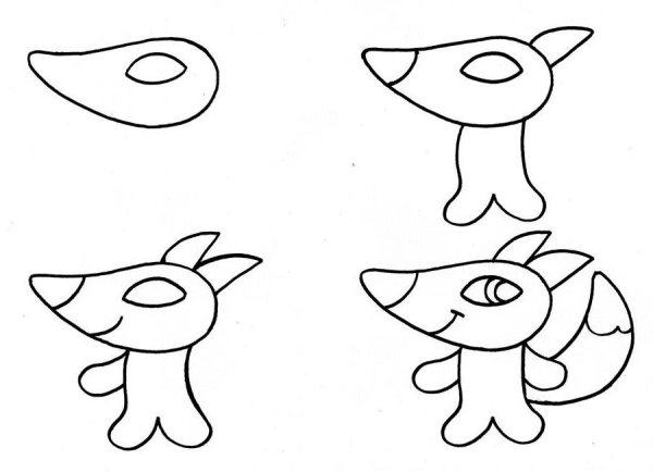 Поэтапное рисование лисы для детей