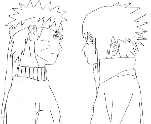 Рисунки Наруто и Саске