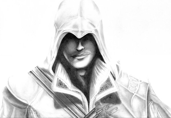 Эцио Аудиторе черно белый арт