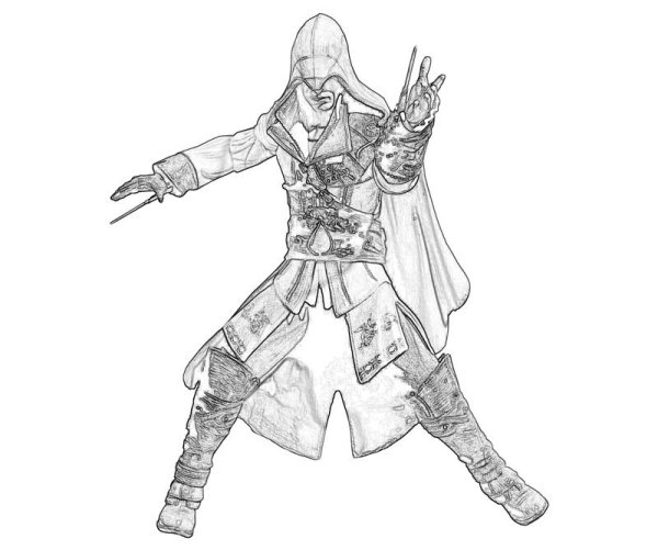 Раскраска ассасина Эцио