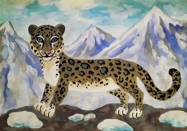 Снежный Барс рисовать для детей