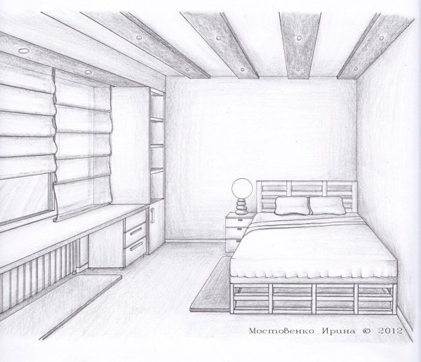 Эскиз интерьера комнаты