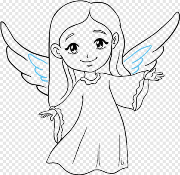 Рисунок ангела с крыльями для детей