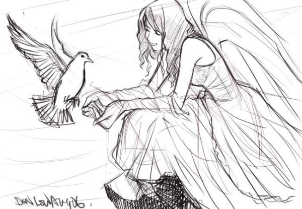 Рисунок к балладе Светлана карандашом