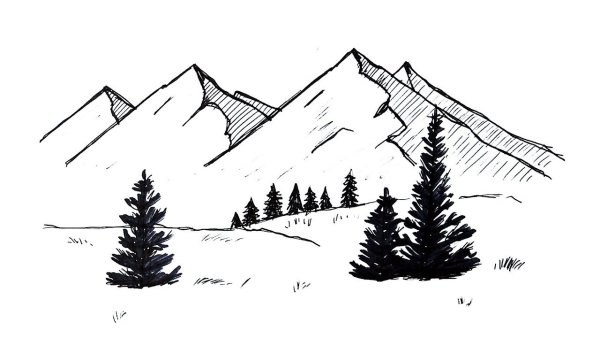 Пейзаж карандашом для срисовки