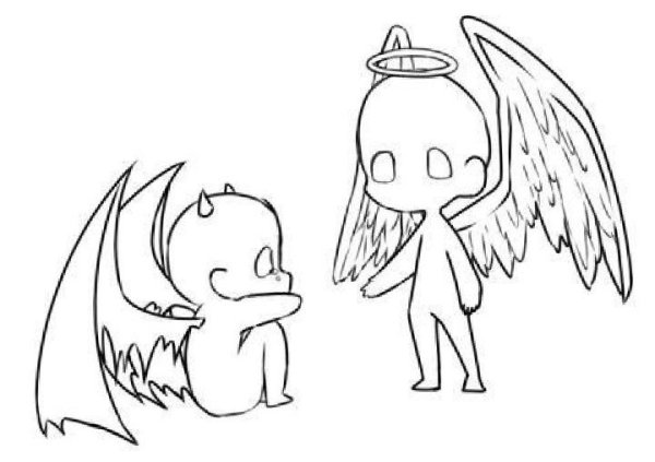 Рисунки ангелов простым карандашом