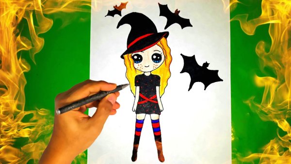 Срисовки девочек на Хэллоуин