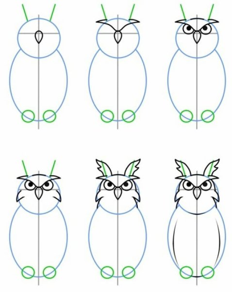 Как нарисовать сову карандашом поэтапно