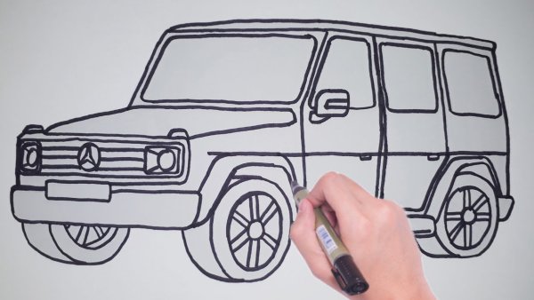 Нарисовать Мерседес Бенц g63 AMG