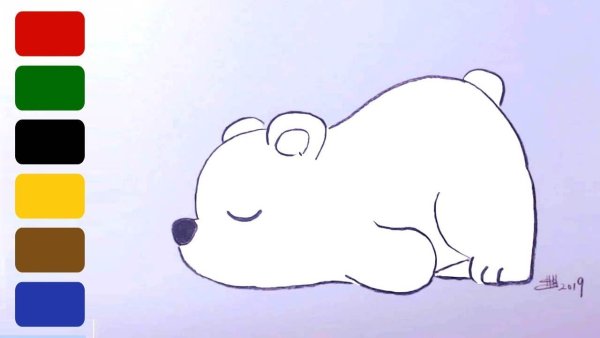 Белый медведь легкий рисунок