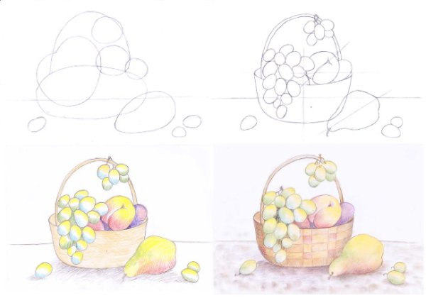 Рисунки фруктов для срисовки карандашом