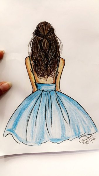 Рисунок девочек спиной легкие