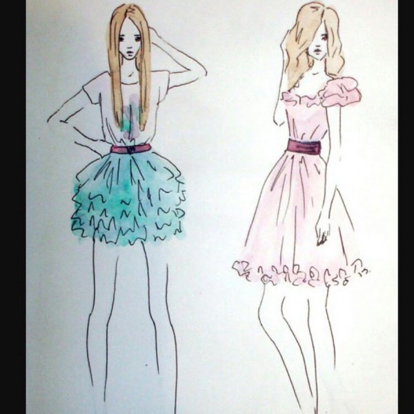 Девушка в платье со спины рисунок карандашом