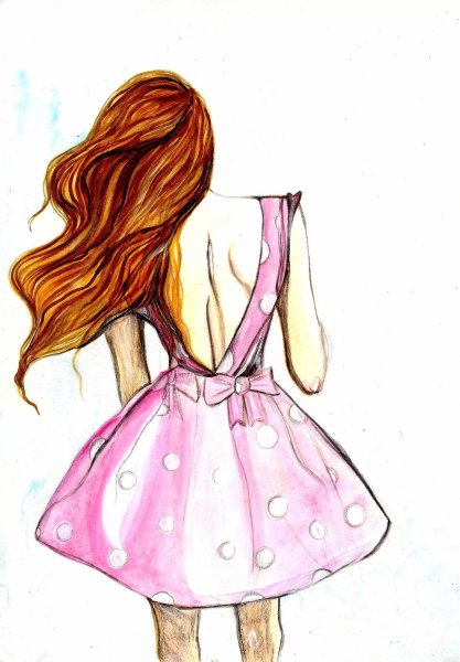 Девушка в платье рисунок