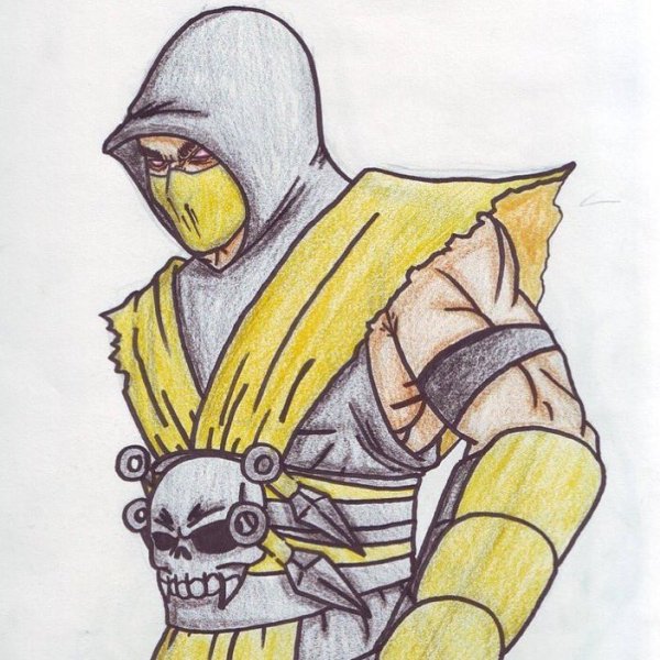 Скорпион мортал комбат карандашом