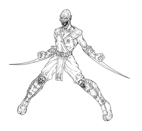 Раскраска мортал комбат Скорпион