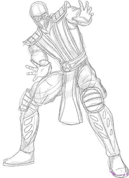 Scorpion мортал комбат раскраска