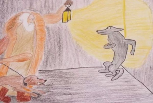 Иллюстрация к басне волк на псарне