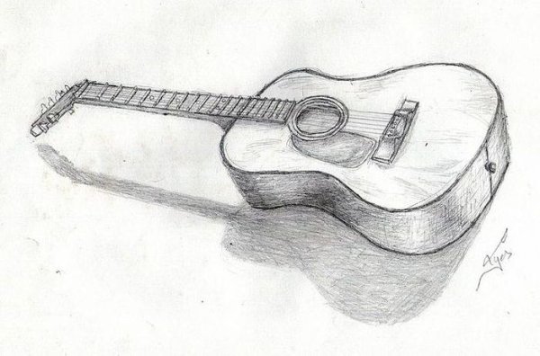Гитара карандашный рисунок
