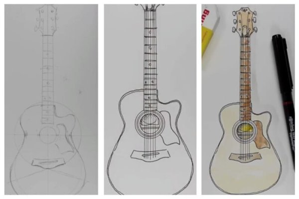 Поэтапное рисование гитары