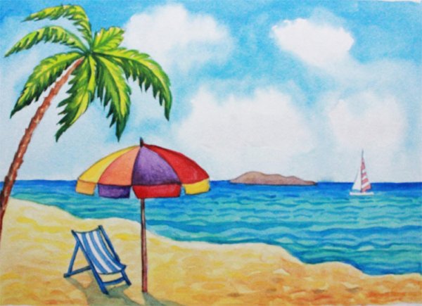 Летний пейзаж карандашом