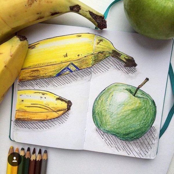 Рисунки в скетчбук легкие фрукты