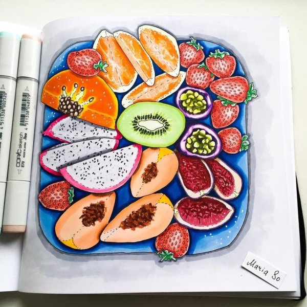 Фрукты для срисовки лёгкие и красивые