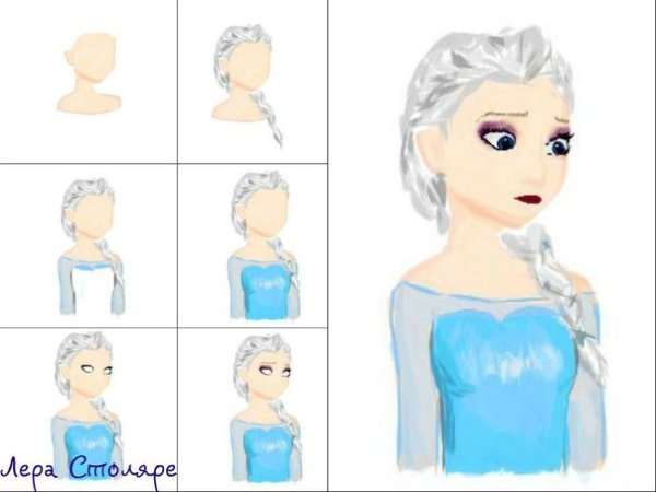 Рисунок Эльзы пошагово