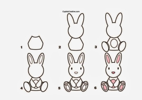 Нарисовать зайца пошагово для детей