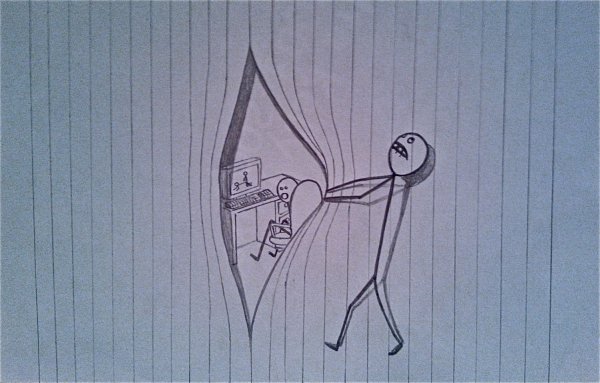 Фантастический пейзаж карандашом