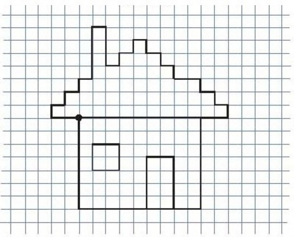 Домик по клеточкам в тетради