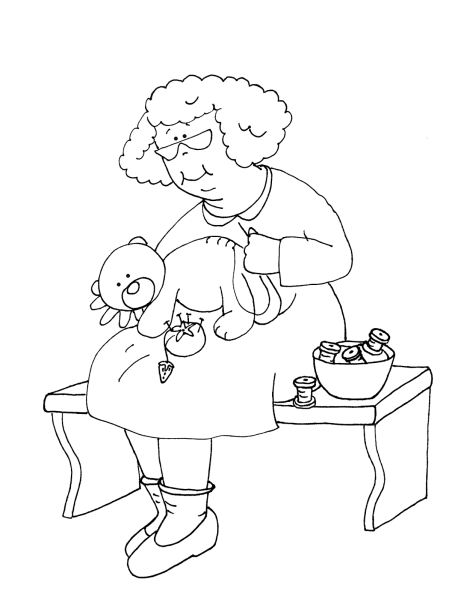 Раскраска бабушка и внук