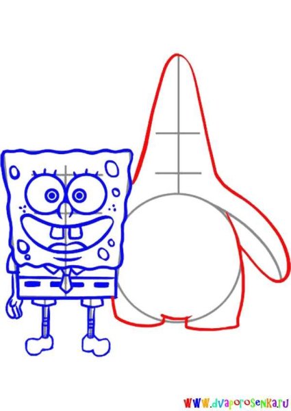 Как нарисовать губку Боба и Патрика